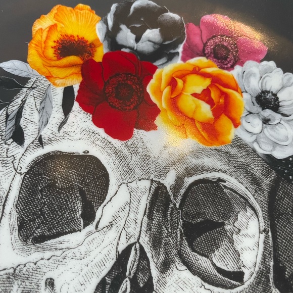 HARVEST GREEN STUDIO Porcelain Floral Skull Decorative Plate Day Of The Dead - Picture 9 of 10